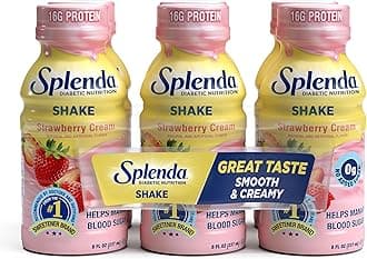 Diabetes Nutrition Shakes - Meal Replacement Shake, 8 Fluid Ounces Per Bottle (Strawberry Cream, 6 Pack)