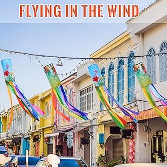 Newwiee 4 Pcs Wind Socks for Outside Heavy Duty 40 Inches Decorative Spring Summer 4th of July Hummingbird Windsock with Streamers Hanging Decor for Wall Tree Front Patio Lawn Garden