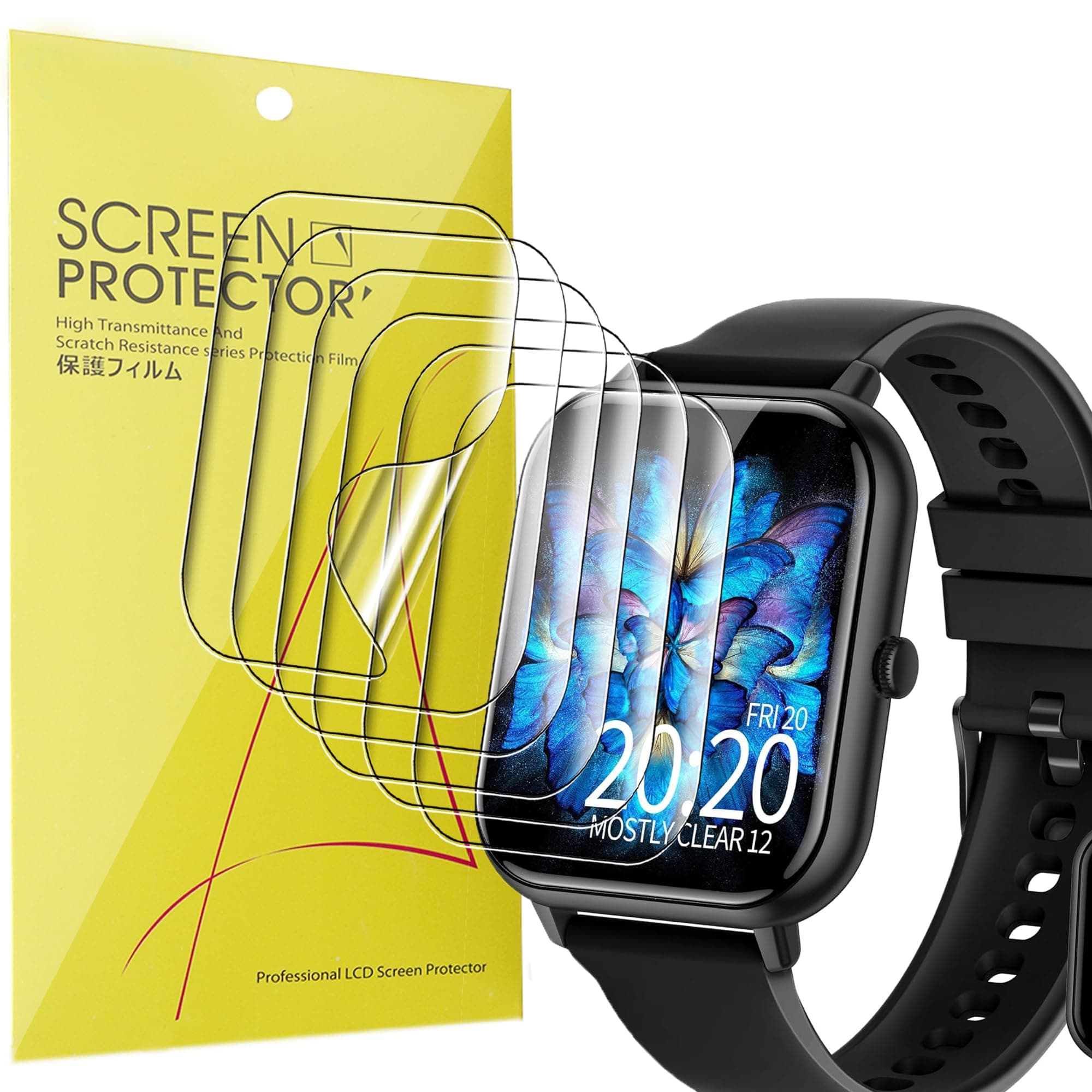 Compatible for RLQA Smart Watch Screen Protector, [6 Pack] Full Coverage TPU Clear Film Compatible for RLQA 54 1.83" Smart Watch (6 Pack)