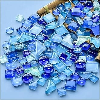 BTMIEY 200g Mixed Color Crystal Mosaic Tiles, Tiny Mini Mosaic Tile DIY Hobbies Children Handmade Crystal Craft for Craft Bathroom Kitchen Home Decoration DIY Art Projects (Blue Series)