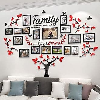 DIY Family Tree Wall Decor Sticker with 3D Picture Frames Collage for Living Room