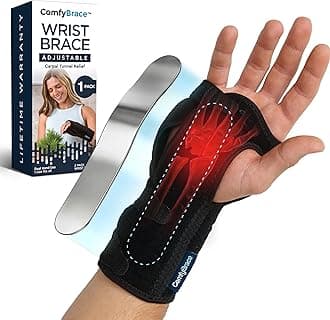 ComfyBrace Night Wrist Sleep Support Brace- Fits Both Hands - Cushioned to Help With Carpal Tunnel and Relieve and Treat Wrist Pain, (1 Pack/Night Brace, One Size Fits All) (Pack of 1)