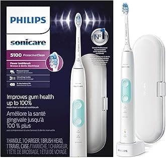 Sonicare Philips ProtectiveClean 5100 Rechargeable Electric Power Toothbrush, White, HX6857/11