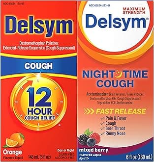 Delsym 12 Hour Cough 5 oz. and Nighttime Fast Relief 6oz, Combo Pack
