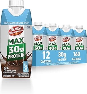 Glucose Control Max 30g Protein Nutritional Drink, Rich Chocolate, 11 Fl Oz (Pack of 12), Packaging May Vary