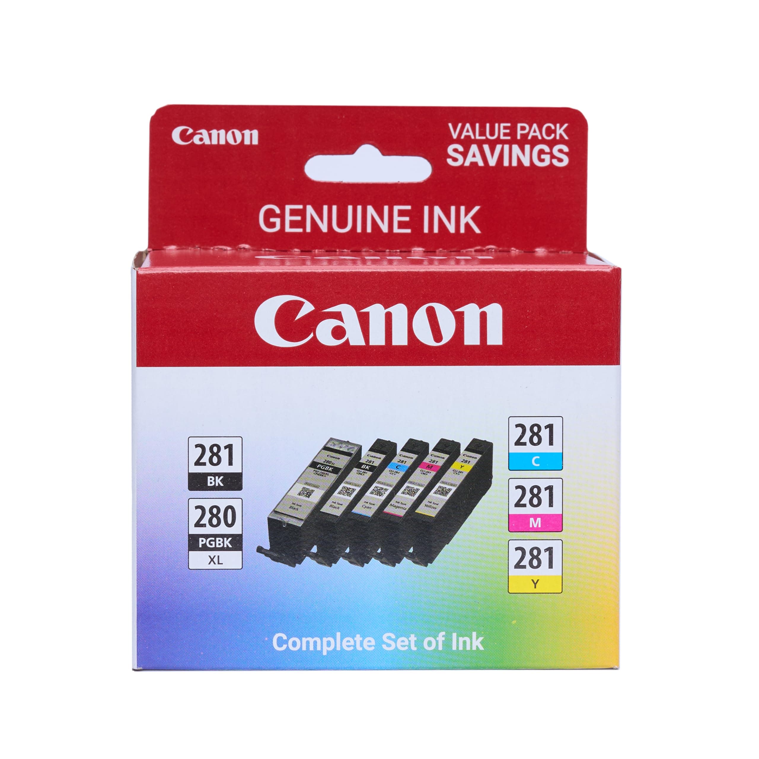 PGI-280 / CLI-281 5 Color Ink Pack, Compatible to TS8120,TS6120,TR8520,TR7520, and TS9120 Wireless Printers, Multi, PGI-280 Full Standard Set