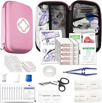 276PCS Small Travel First Aid Kit Supplies for Business, First Aid Emergency Set Backpacking Essentials Items Trauma Survival Kits for Outdoor Adventure, Pink AMORNING