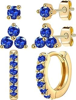 Dainty Small Gold Stud Earrings for Women, 14K Gold Plated Mini Tiny Studs Earrings Sets with Hypoallergenic S925 Sterling Silver Post for Sensitive Ears Cute Cartilage Earrings for Multiple Piercing Jewelry