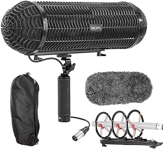 Movo BWS1000 Blimp Microphone Windshield Mount and Vibration Protection System for Shotgun Microphones - Features 12-point Internal Shock Mount, Integrated XLR Cable, Deadcat Windscreen, Grip Handle