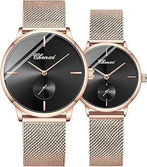 Couple Watches Men and Women Pair Quartz Watches Casual Stainless Steel Mesh Strap Fashion Watches