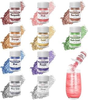 Cakestar Edible Glitter, 10 Colours Luster Dust Edible, Food Grade Shimmer Dust, Glitter Powder For Drinks, Baking,Strawberries,Cupcakes, Cookies Decoration, 5G/Bottle