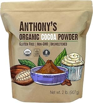 - Anthony's Organic Cocoa Powder, 2 lb, Gluten Free, Non GMO, Unsweetened