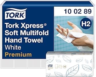 Tork Xpress Soft Multifold Hand Towels 100289 - H2 Premium Paper Hand Towels with High-Absorbency - Large, 2-Ply, White - 21 x 150 Sheets