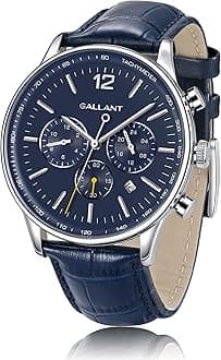 G GALLANT Mens Watch Luxury Quartz Watch for Men with Leather Strap Dual Time Multi Dial Wrist Watch Waterproof Men's Dress Watch Casual Business Gift - Black/Brown/Blue