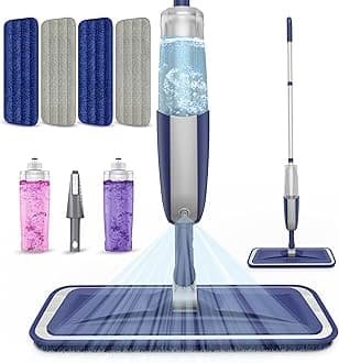 Spray Mops for Cleaning Floors - MEXERRIS Wood Floor Mop with 4 Washable Pads 2 Refillable Bottles - Wet Dry Mop Dust Mops for Hardwood Laminate Tiles Vinyl Floors Cleaning- Home Commercial Mop