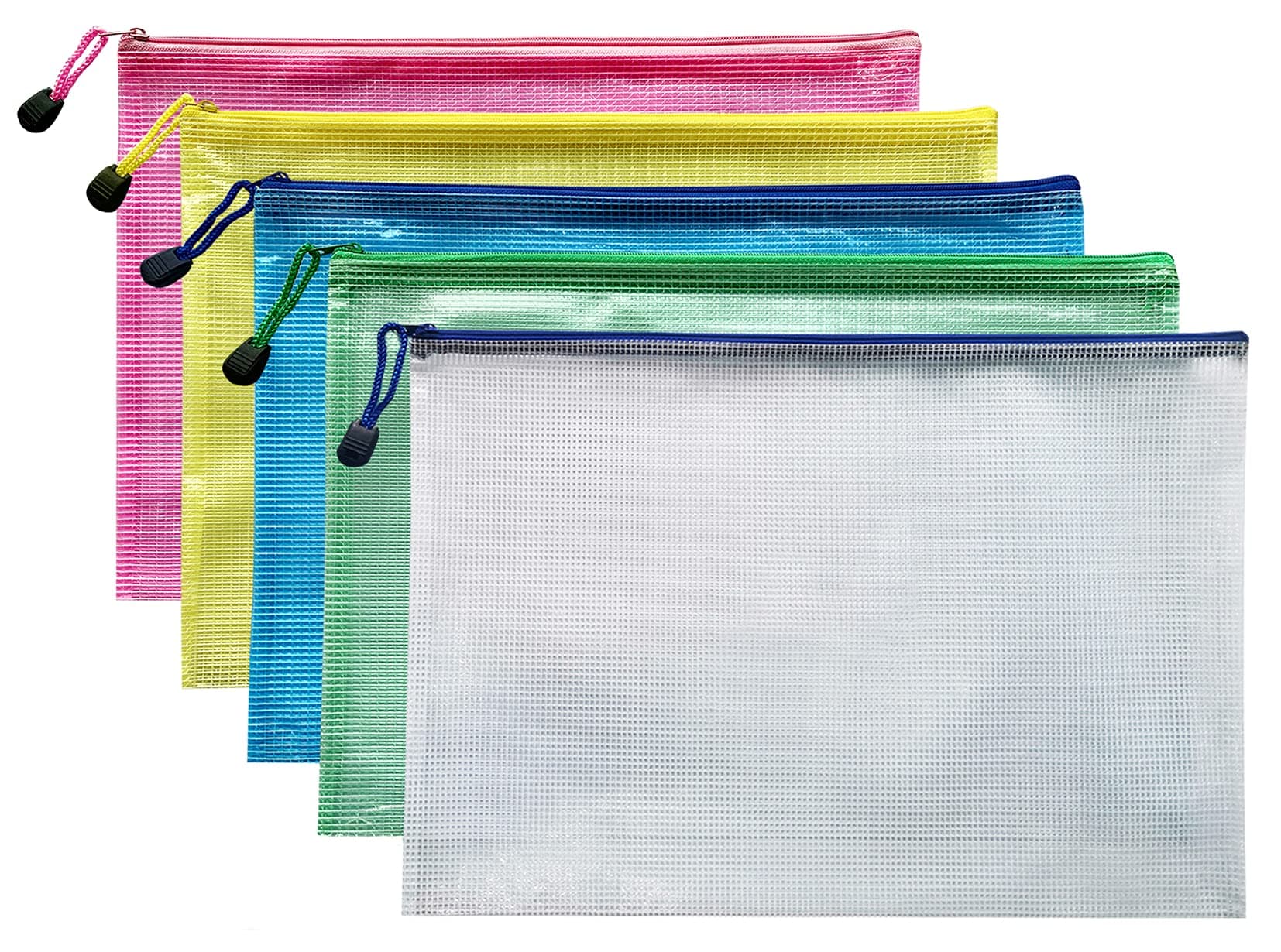 A4 Zip Wallets Plastic Zip Wallets 5Pcs A4 Zip Folders Extra Thick-5Pack