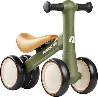 Retrospec Cricket 2 Baby Walker Balance Bike with 4 Wheels - Safe Learning Toy for Ages 12-24 Months - Scratch-Resistant Indoor Outdoor Toddler Riding Toy with Steering Limit & Soft Grips