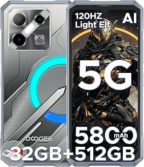 DOOGEE Blade GT Pro 5G Rugged Phone with LED Light Effect,32GB+512GB/2TB Rugged Smartphone,6.72” FHD+120Hz, 5800 mAh Android Phone,100MP+32MP AI Camera/Face& Finger ID/NFC,Sliver