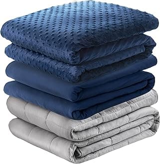 Weighted Blanket w/ 2 Duvet Covers for Hot & Cold Sleepers|Advanced Nano-Ceramic Beads Deliver Durability & Silky Comfort (60x80 18LB Navy)