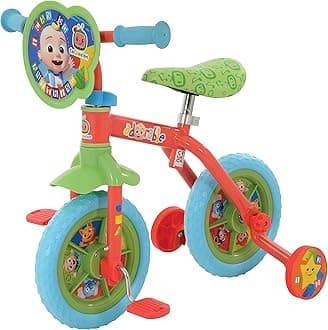 CoComelon M004527 2-In-1 Training Toddler Bike - Convertible Training Bike for 2+ Years Girls and Boys with Removable Pedals and Stabilisers - Adjustable 10 Inches Bikes Multicoloured 63x40x58cm