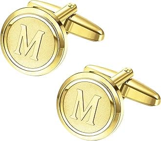 LOYALLOOKInitial Gold Cufflinks for Men Gold Cuff Links Personalized Copper CuffLinks Letter Cufflinks Gift for Groom Husband Father Boyfriend
