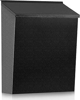 Convenient and Durable Wall Mount Mailbox for Outside, Easy Installation, Ample Storage Space to Accommodate Standard-Sized Letter, Magazine, Check, Black, Drop Box for Home or Apartment