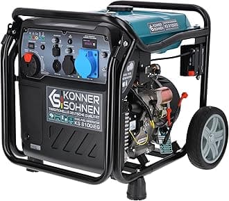 Könner & Söhnen KS 8100iEG LPG/petrol inverter generator 8000 W,with UK Plug Sockets 1 x 13A 230V,1 x CEE 230V 32A,2 USB ports,copper winding,dual fuel generator