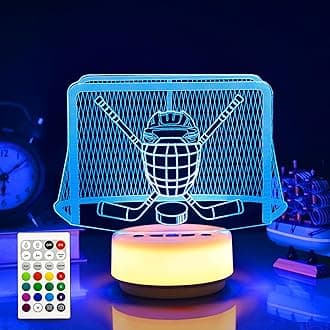 Ice Hockey Gifts Night Light for Kids-Sports Ice Hockeys Decor Bedside Lamp f...