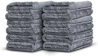Adam's Borderless Grey Edgeless Microfiber Towel - Premium Quality 480gsm, 16 x 16 inches Plush Microfiber - Delicate Touch for The Most Delicate Surfaces (12 Pack)