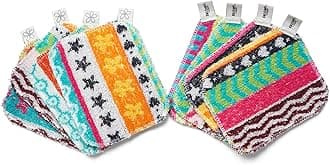 Scrub, 8-Pack Reusable, Non-Scratching Dish Scrubber for Kitchen and Household Cleaning, Eco-Friendly, Dishwasher Safe Soft Scrub, Assorted Colors and Designs