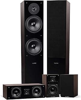 Fluance Elite High Definition Surround Sound Home Theater 5.0 Channel Speaker System Including Floorstanding Towers, Center Channel and Rear Surround Speakers - Natural Walnut (SXHTBW)