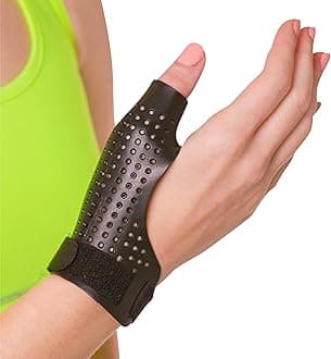 BraceAbility Hard Plastic Thumb Splint | Arthritis Treatment Brace to Immobilize & Stabilize CMC, Basal and MCP Joints for Trigger Thumb, Tendonitis Pain, Sprains (Medium - Left Hand)