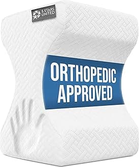 5 STARS UNITED Knee Pillow for Side Sleepers - Memory Foam Leg Pillow for Side Sleeping - Between Legs Pillow for Hip and Lower Back Pain - Sciatica Pain Relief