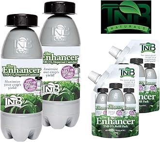 TNB Naturals CO2 Enhancer Dual Packs (2 Canisters & 2 Refills) - 1200 ppm in 12x12x12 Area - Organic - Activates with Warm Water - 2+ Week Lifespan