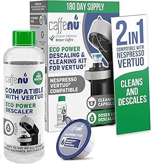 Caffenu Vertuo Descaling Kit 200ml & 6 Vertuo Cleaning Pods | Cleaning Kit for Vertuo Machine | Removes Limescale & Coffee Machine Build-up