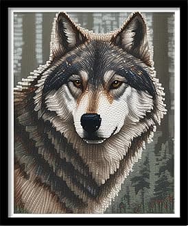Findvoor Stamped Cross Stitch Kits for Beginners Full Range of Cross Stitching Embroidery Pattern for Adults, 11CT DIY Needlepoint Embroidery Starter Kits-Wolf King 15.7x19.7 inch