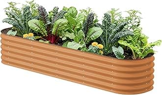 Vego Garden Grown Garden Bed Kit, 17" Height, 9-in-1, 8' x 2', Metal Grown Planter Bed, Vegetable, Flower, Ground Planter Box, Terracotta