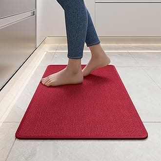 Kitchen Mats for Floor, Super Absorbent Kitchen Rugs Non Slip Washable, Soft Imitation Linen Braided Kitchen Runner Rug, Standing Mat Sink Mat, Easy to Clean, Red 17x30