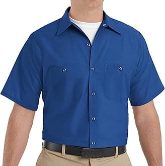 Red Kap Men's Performance Tech Shirt, Short Sleeve Work Utility Button