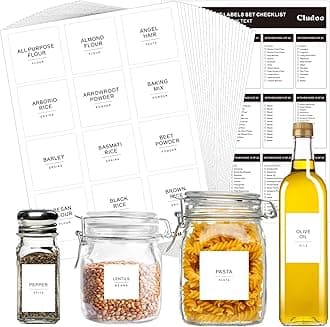 Cludoo 434 Pcs Kitchen Pantry Labels for Food Containers with DIY Blank Labels,3 Sizes Preprinted Minimalist Waterproof Pantry Labels, Kitchen Organization Labels for Jar, Bottles,Boxes