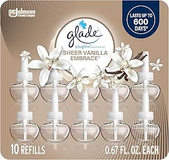 PlugIns Refills Air Freshener, Scented and Essential Oils for Home and Bathroom, Sheer Vanilla Embrace, 6.7 Fl Oz, 10 Count