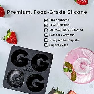 DrinksPlinks Letter M Ice Cube Mold - Custom Silicone Whiskey Ice Cubes Mold – Personalized Monogram M Large Tray for Cocktails & Initials Drinks - Big Bourbon Ice Cube Molds - Fun Customized Gifts