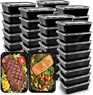 50-Pack Meal Prep Containers, 26 OZ Microwavable Reusable Food Containers with Lids for Food Prepping, Disposable Lunch Boxes, Plastic Food Boxes- Stackable, Freezer Dishwasher Healthy