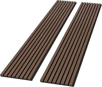 ROOMTEC 2 Pack Acoustic Solid Wood Wall Panels, 94.49” x 12.6” Soundproof Wall Panels, Wood Slat Wall Panels for Wall Decor (Walnut)