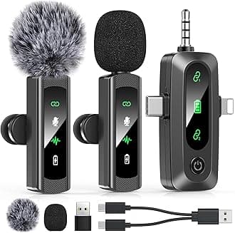 3 IN 1 Model J4 Mini Wireless Lavalier Microphone for iPhone 15 16, iOS and Android Devices - Noise Reduction Lapel Mic for Recording, Clip on Omni Lav Mic for Video Recording, Tiktok, Youtube, Vlog