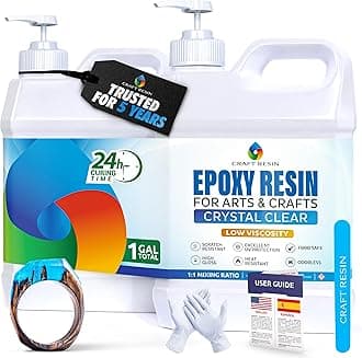 1 Gallon Crystal Clear Epoxy Resin Kit with Pumps - Food Safe & UV Resistant for DIY Art, Wood, Jewelry Making, Coasters, Mold Casting Resin Epoxy - Low Viscosity for Beginners & Pros