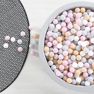 GOGOSO Ball Pit Balls for Toddler, Baby Plastic Playballs Kids Soft Pastel Pelotas Non-Toxic BPA-Free,Pink+Grey+Beige+White,100 Balls