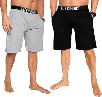 CityComfort Mens Pyjama Shorts - Comfy Lounge Shorts with Pockets Pack of 2