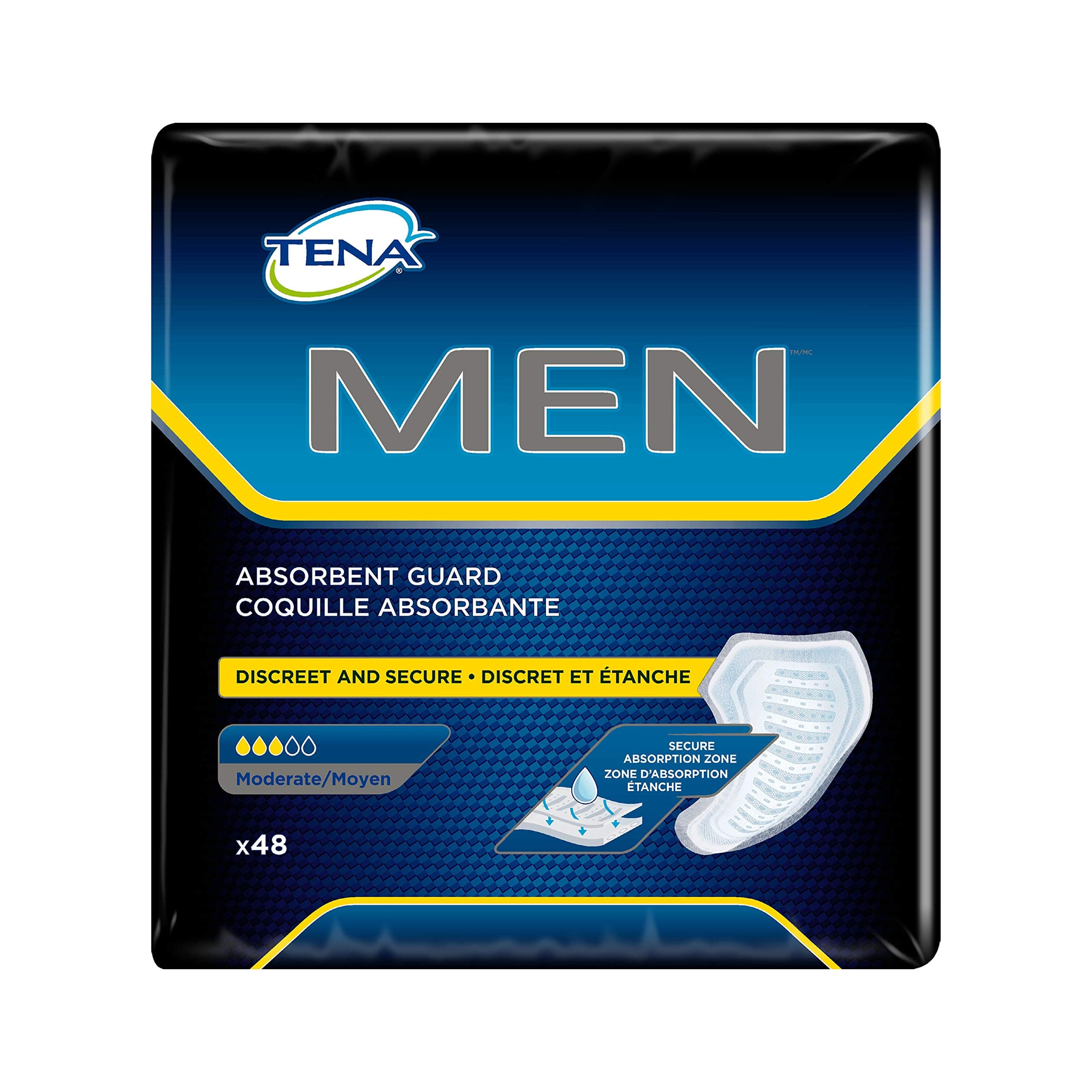 TENAIncontinence Guards for Men, Moderate Absorbency, 48 Count (Pack of 2)