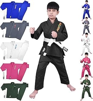 POZTEVKids Brazilian Jiu Jitsu Gi For Kids BJJ Gi Youth Grappling Kimonos Preshrunk Lightweight Martial Arts Uniform